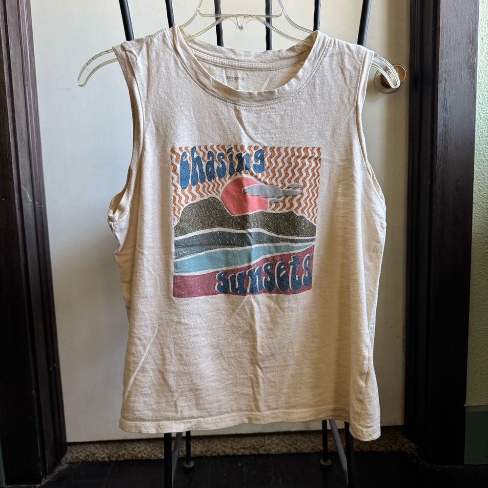 Sonoma Cream Colored Tank Top with graphic print - Picture 1 of 3